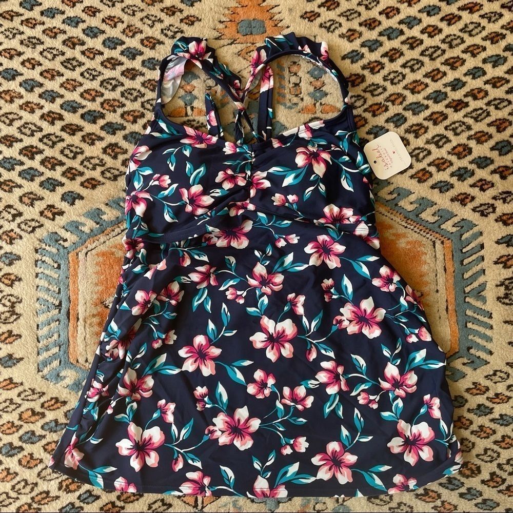 Isabel Maternity Navy Floral Tankini Top